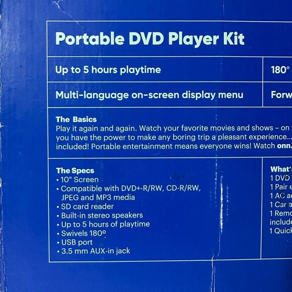 Onn 10” Portable DVD Player - Picture 8 of 9